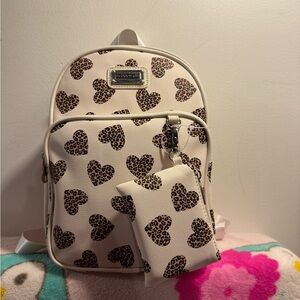 Heart Shaped Leopard Print Madden Girl Mini Backpack with wallet